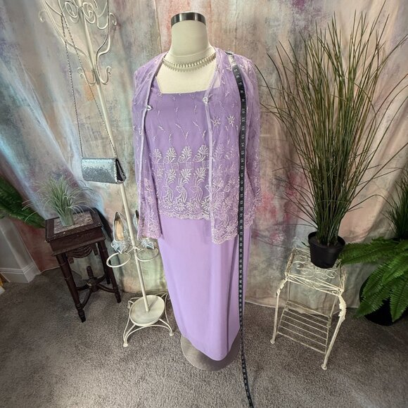 📌Sally Embroidered Lavender Formal - Mother Bride/ Groom Dress Matching Jacket - Picture 6 of 16